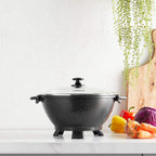 Електрична сковорода-вок VonShef 7.4Qt з кришкою – регульований контроль температури – ручки з холодним покриттям – антипригарне покриття, легко миється – 14 дюймів