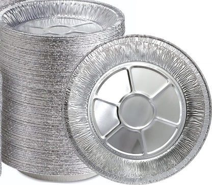 9" Aluminum Foil Pie Tins (25 Pack), Disposable Aluminum Pie Pans, Foil Pans for Baking, Cooking, Freezer Safe, Round Foil Pans, Foil Plates Perfect for Quiche, Tarts, Pies, & Takeout Spare Essentials