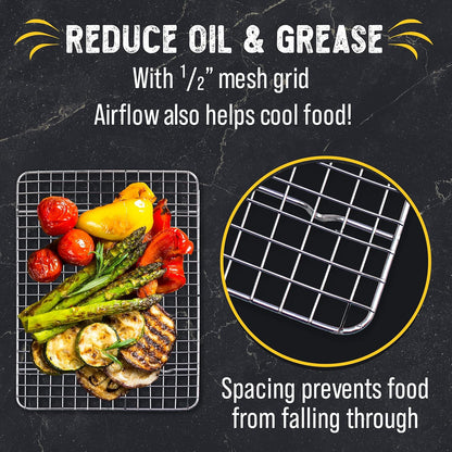 Checkered Chef Cooling Rack for Cooking and Baking - 8” x 11 ¾" Set of 2 Stainless Steel, Oven Safe Grid Wire Cookie Cooling Racks