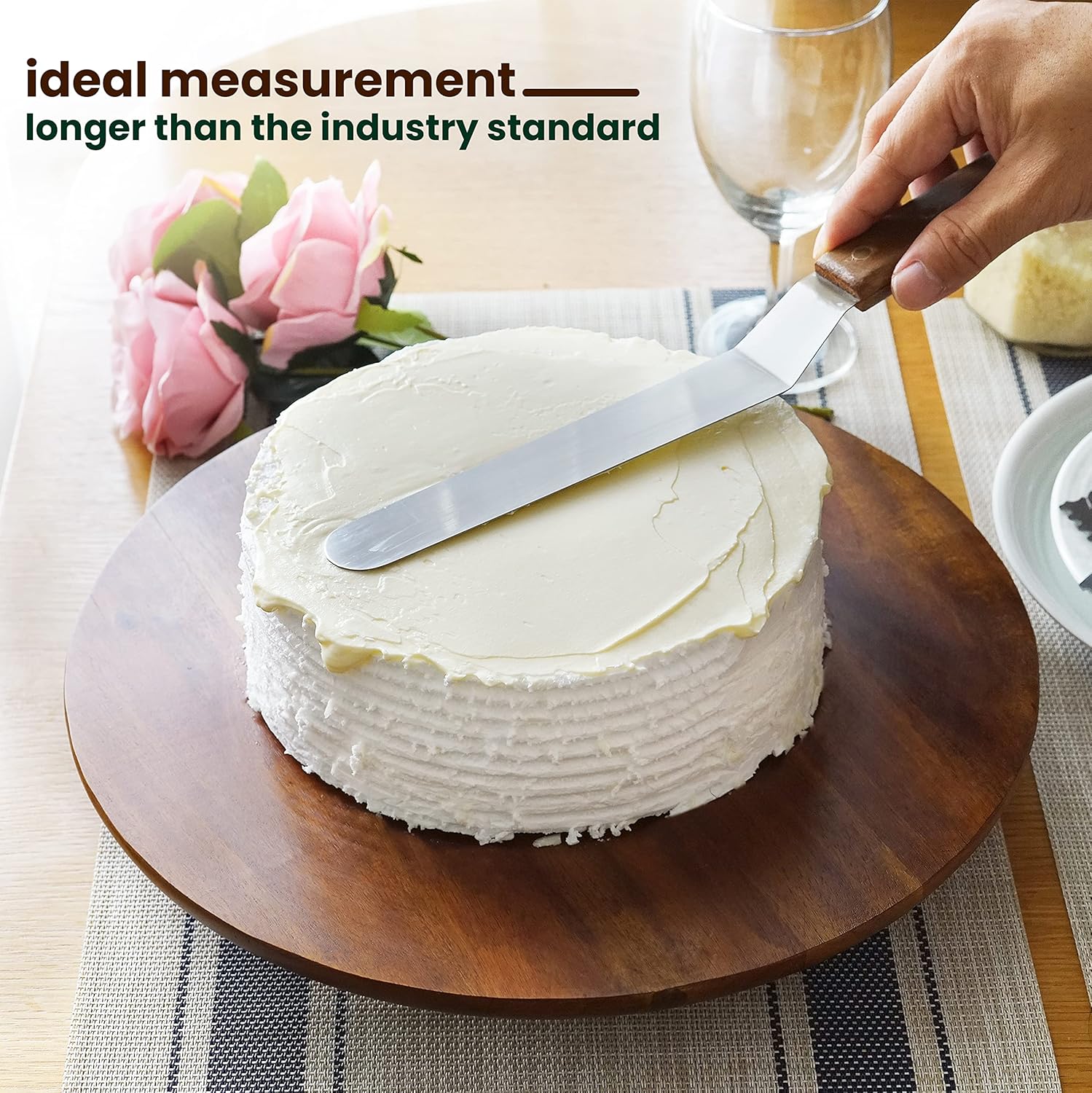 13" Acacia Cake Stand Rotating – Rustic Wood Turntable Pedestal Stands – Wooden Spinning Tables for Food Serving - Round Cake Decorating for Cupcake Dessert Display in Party, Wedding, Birthday