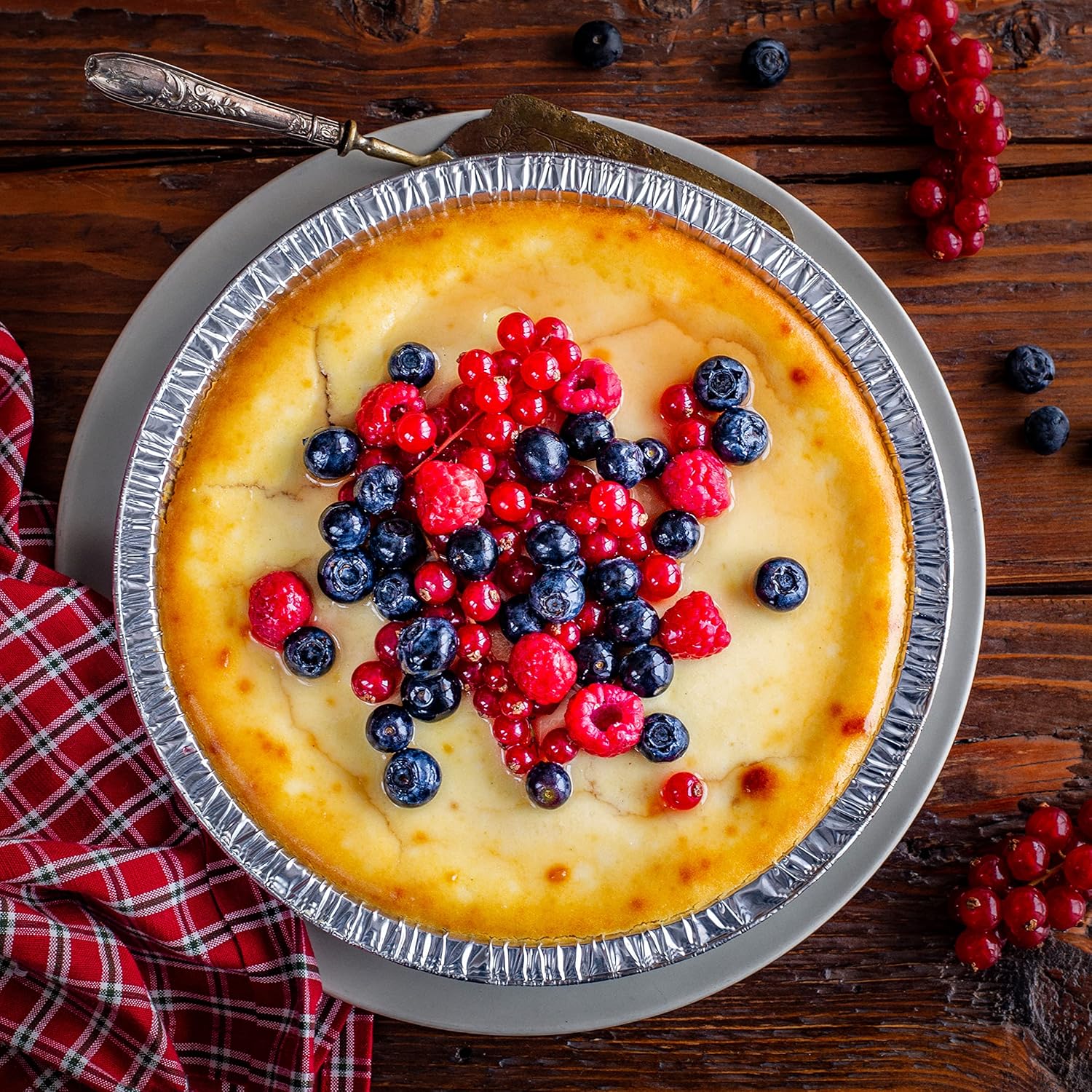 NoCry Premium Disposable Pie Pans (50 Pack) — 9 Inch Foil Aluminum Tins with Full Curl Lip for Baking Delicious Tarts or Crispy Pastry Crusts — Lightweight Yet Sturdy — Even Heat Distribution