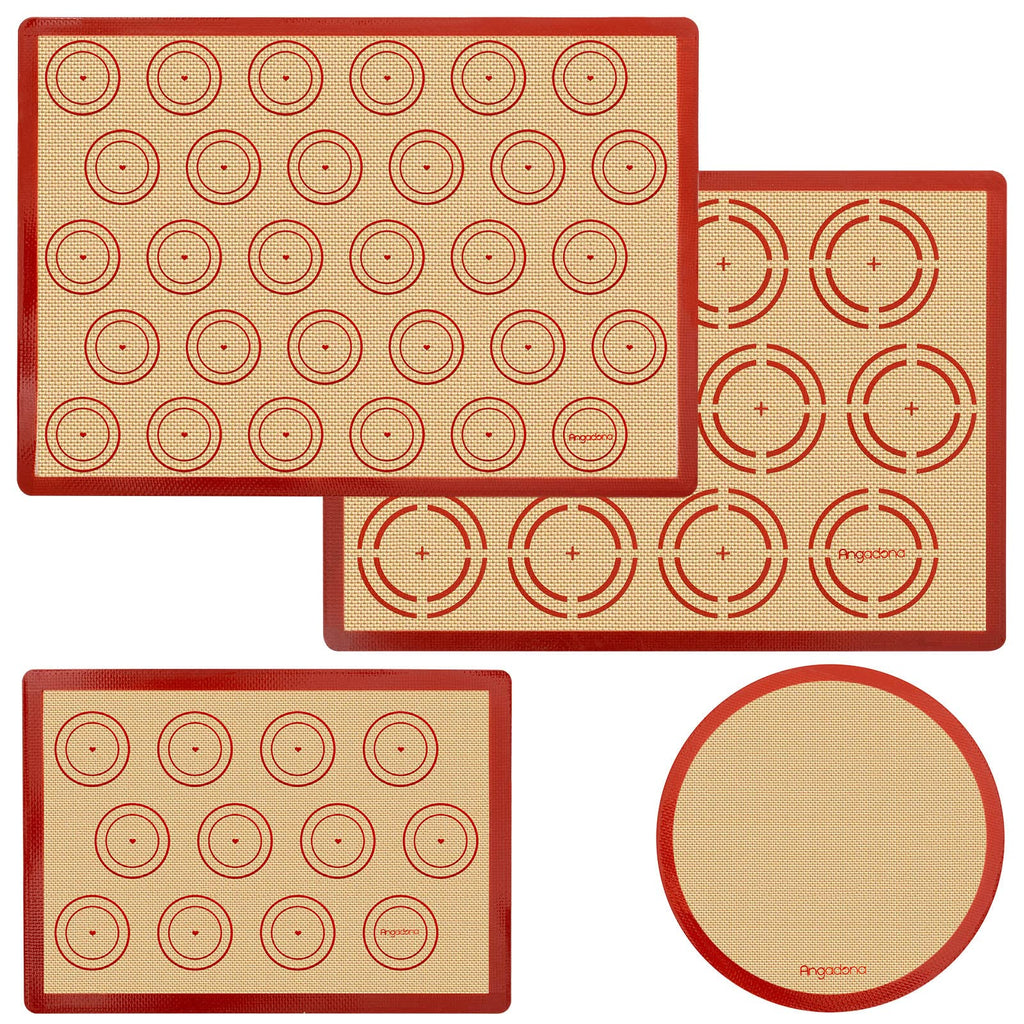 Silicone Baking Mat Set of 6, Easy Clean & Non-Stick Food Grade Reusable Baking Mat, Silicon Baking Mats Oven Liner Sheet, Round & Square Cake Mat, Pastry Board Rolling Dough Mats for Macaron Cookie