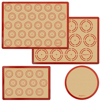 Silicone Baking Mat Set of 6, Easy Clean & Non-Stick Food Grade Reusable Baking Mat, Silicon Baking Mats Oven Liner Sheet, Round & Square Cake Mat, Pastry Board Rolling Dough Mats for Macaron Cookie