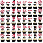 Graduation Decorations 2025 Blue, Graduation Cupcake Toppers 2025 Blue Black, Glitter Class of 2025 Cupcake Toppers Supplies, Class of 2025 Congrats Grad Cap Diploma Cupcake Picks - 40Pcs