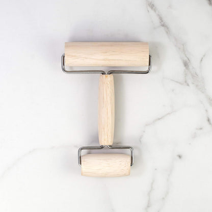 Mrs. Anderson’s Baking Double Dough Roller, Includes 4.125 and 2.375-Inch Wide Cylinders, Rubberwood