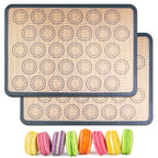 HOOMIL Macaron Silicone Baking Mats 2-Pack, 18" x 13" Commercial Half Sheet Size Macaron Silicone Mat, Non-Stick, Reusable, Food Safe Baking Mat - Brown+Gray