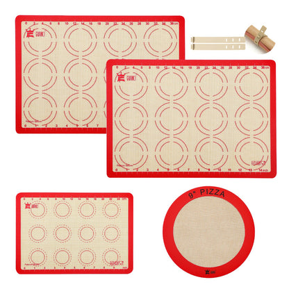 Silicone Baking Mat Set of 4, GUANCI Grade Food Baking mats Non-Stick Reusable Pizza Bakeware Mat for Making Macaroon, Pizza, Cookie, Pastry, Bread, Bun(Grey)