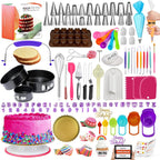 RFAQK 700PCs Cake Decorating Kit with Baking Supplies - Cake Turntable for Decorating with Baking Pans, Leveler, 24 Numbered Piping Tips, 2 Spatulas, Fondant Tools, Video Course, Pattern Chart & More