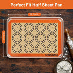 Silicone Baking Mat Sheets Set, Easy Clean &Non-Stick Food Grade Reusable Baking Mat, 2 Half Sheet Cookie Baking Mats Silicone for Oven, Make Macarons, Cookies and Pastry Mat