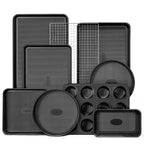 HONGBAKE 9-Piece Baking Pans Set Nonstick, Stackable Non Toxic Bakeware Sets with Diamond Texture, Oven Pan Set for Cooking, Includes Cookie Sheet with Rack, Cake Pan, Roasting Pan, Muffin Tin, Gold