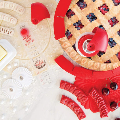 Talisman Designs Adjustable Pie Shield | 8 to 11.5 Inch Rimmed Dishes | Pie Crust Protector I Red - Set of 2