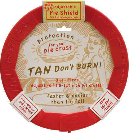 Talisman Designs Adjustable Pie Shield | 8 to 11.5 Inch Rimmed Dishes | Pie Crust Protector I Red - Set of 2