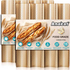 Anaeat 2 Pack Nonstick Perforated French Bread Baking Pan, 15"X 13" Premium Toast Mold for 4 Loaves Baguettes, French & Italian Bread Trays for Baking Loaf Bread, Ventilation & Heat Resistant (Gloden)