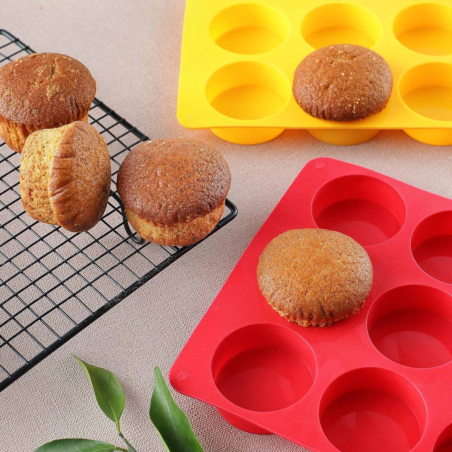 2PCS Silicone Cookie Chocolate Molds, Vituer 12-Cavity Round Silicone Baking Mold for Oreo, Candy, Chocolate, Cookie, Mini Cake and Jelly, Dishwasher Safe (Red+ Orange)