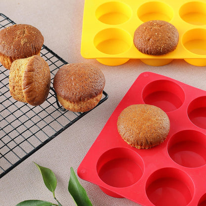 2PCS Silicone Cookie Chocolate Molds, Vituer 12-Cavity Round Silicone Baking Mold for Oreo, Candy, Chocolate, Cookie, Mini Cake and Jelly, Dishwasher Safe (Red+ Orange)