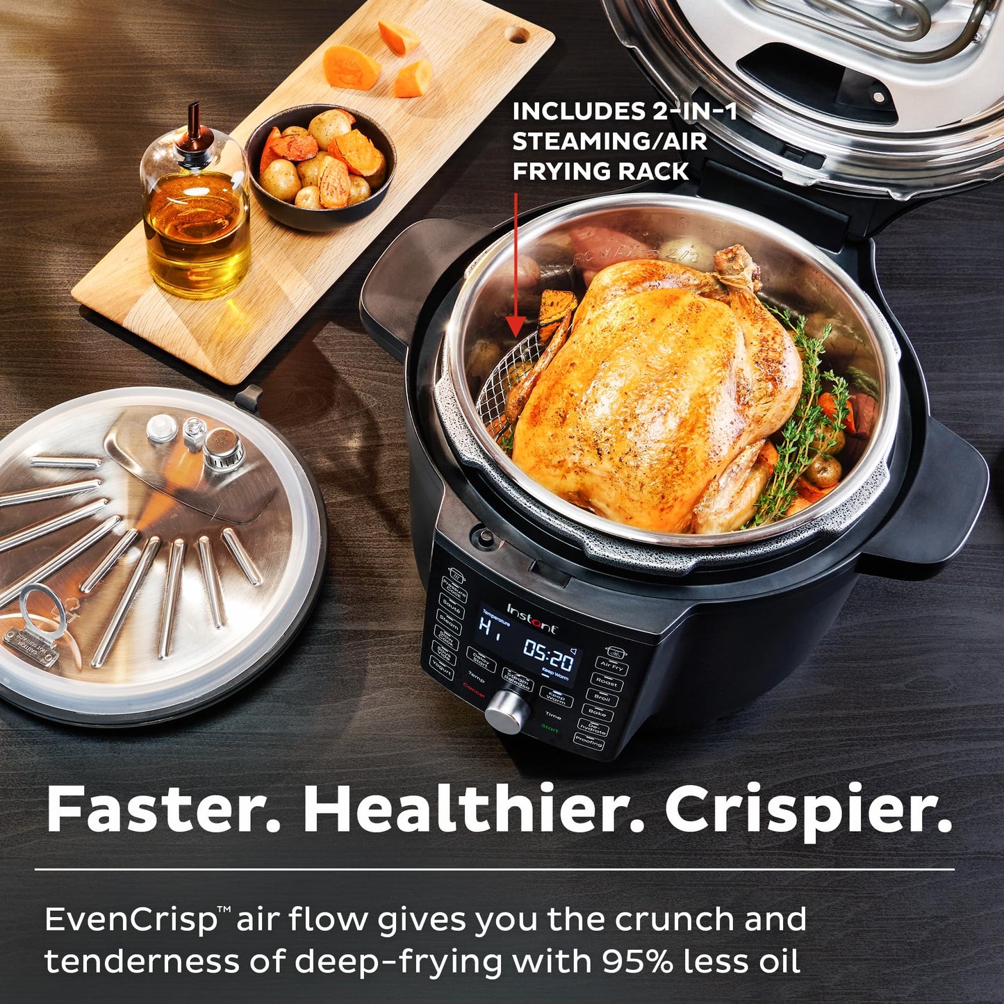 Instant Pot Duo Crisp Ultimate Lid, 13-in-1 Air Fryer and Pressure Cooker Combo, Sauté, Slow Cook, Bake, Steam, Warm, Roast, Dehydrate, Sous Vide, & Proof, App With Over 800 Recipes, 6.5 Quart, Black