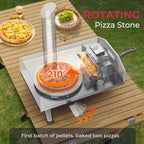 Icyglee 12" piec do pizzy na pelet drzewny, przenośny piec do pizzy opalany drewnem z obrotowym kamieniem do pizzy, grill do pizzy na blacie do ogrodu i na zewnątrz, czarny