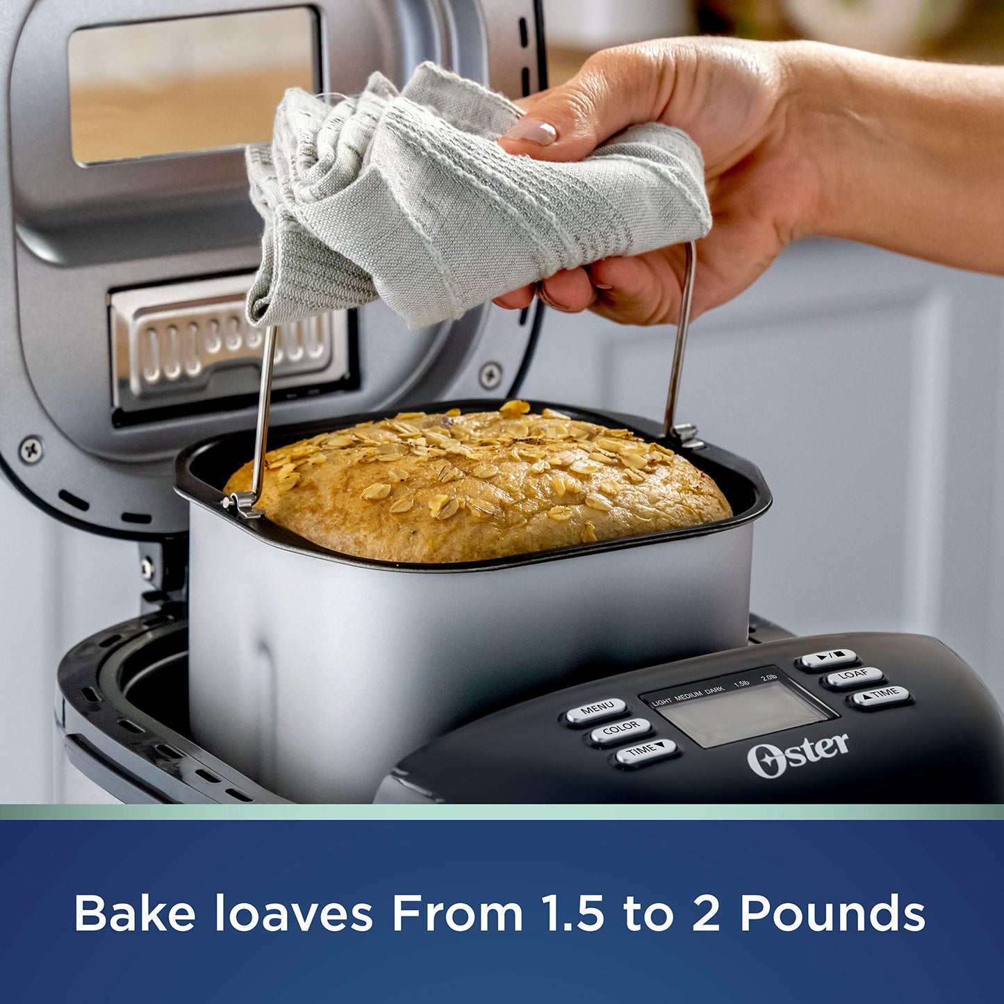 Oster Bread Maker with ExpressBake | 2 Pound Capacity,Grey