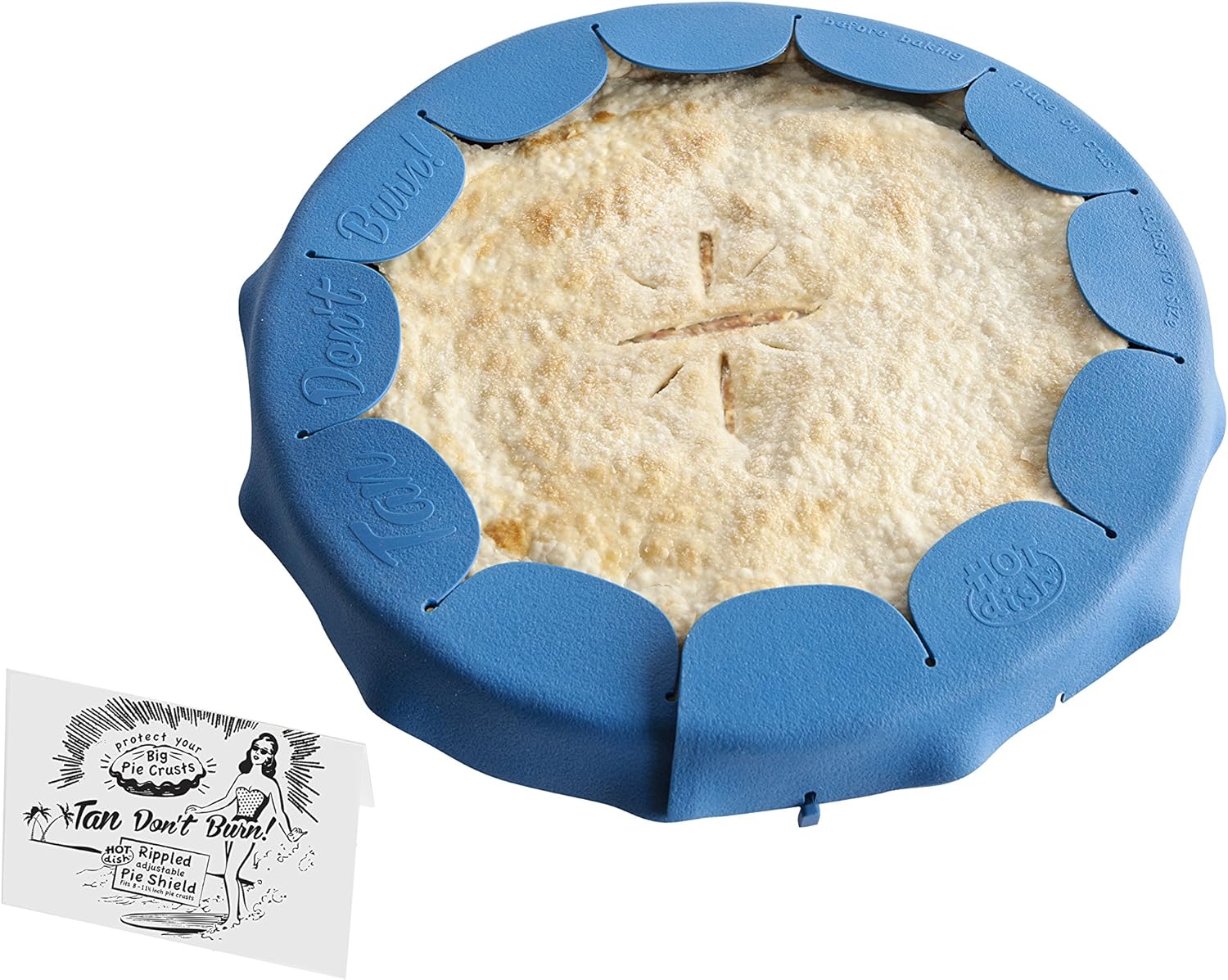 Talisman Designs Adjustable Pie Shield | 8 to 11.5 Inch Rimmed Dishes | Pie Crust Protector | Royal Blue Pie Shield | Set of 1