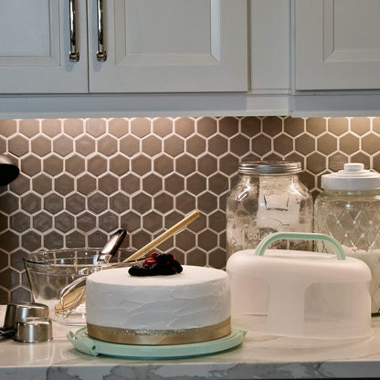 Round Cake Carrier Two Sided Cake Holder Serves as Five Section Serving Tray, Portable Fits 10 inch Cake, Box Comes With Handle, Container Holds Pies (Green)