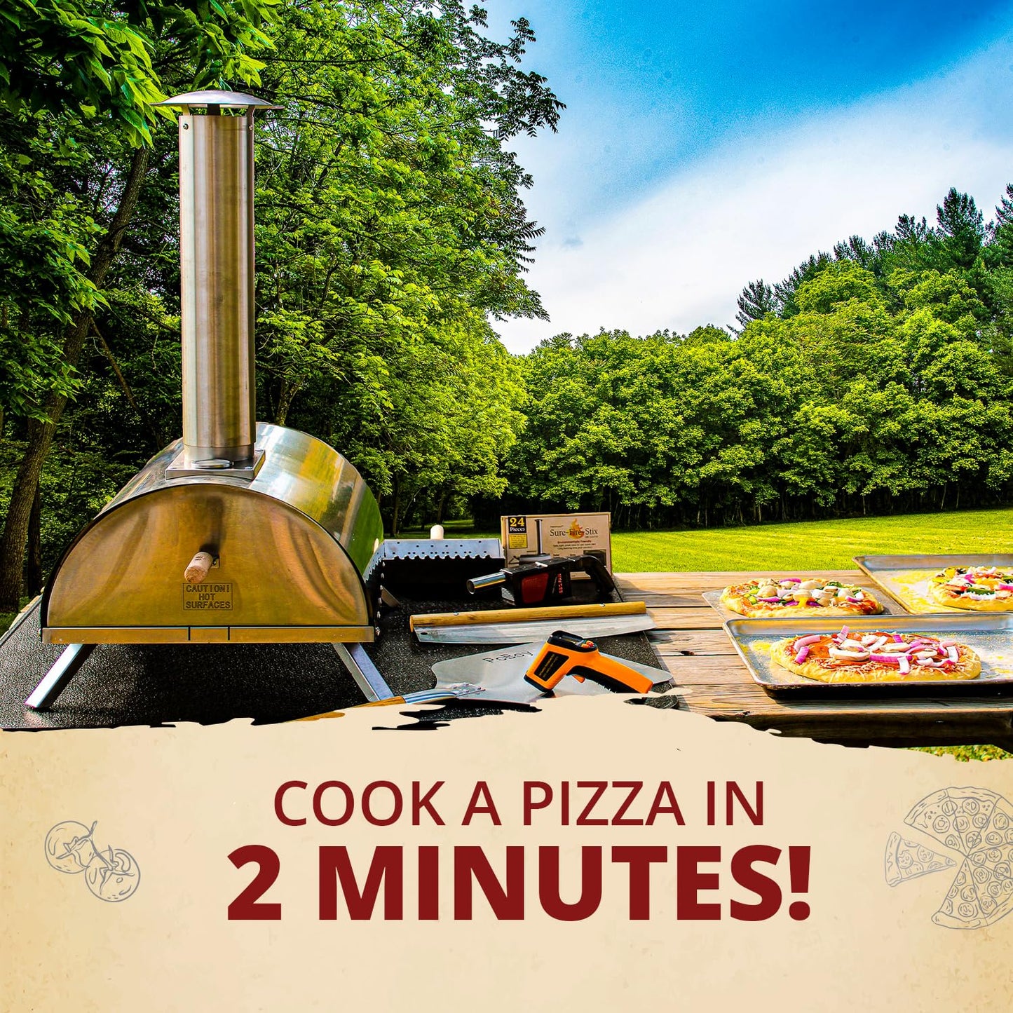 Outdoor Pellet Pizza Oven - Original Pellethead PoBoy Wood Fired Portable Oven with Pizza Peel, Blower, 13" Stone Accessories Kit