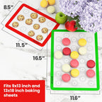 Set of 4 Reusable Macaron Cookie Sheet Baking Mats 0.75mm by HOTPOP (2 Half Sheets and 2 Quarter Sheets), Non Stick Baking Mats for Cookie Sheet