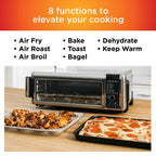 Ninja SP101 Digital Air Fry Countertop Oven with 8-in-1 Functionality, Flip Up & Away Capability for Storage Space, with Air Fry Basket, Wire Rack & Crumb Tray, Silver