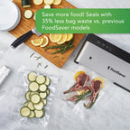 FoodSaver PowerVac Kompaktowa maszyna do pakowania próżniowego, stal nierdzewna i kolor czarny, przechowywanie pionowe, VS0150 | Zachowuje świeżość, zmniejsza ilość odpadów w torebkach, do żywności suchej i mokrej