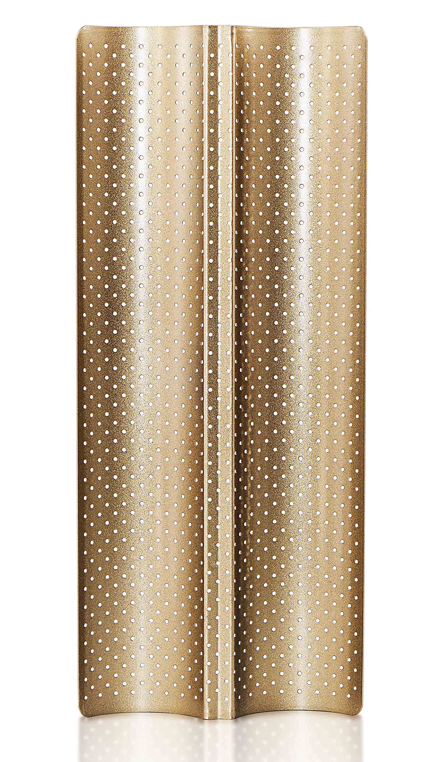 Anaeat 2 Pack Nonstick Perforated French Bread Baking Pan, 15"X 13" Premium Toast Mold for 4 Loaves Baguettes, French & Italian Bread Trays for Baking Loaf Bread, Ventilation & Heat Resistant (Gloden)