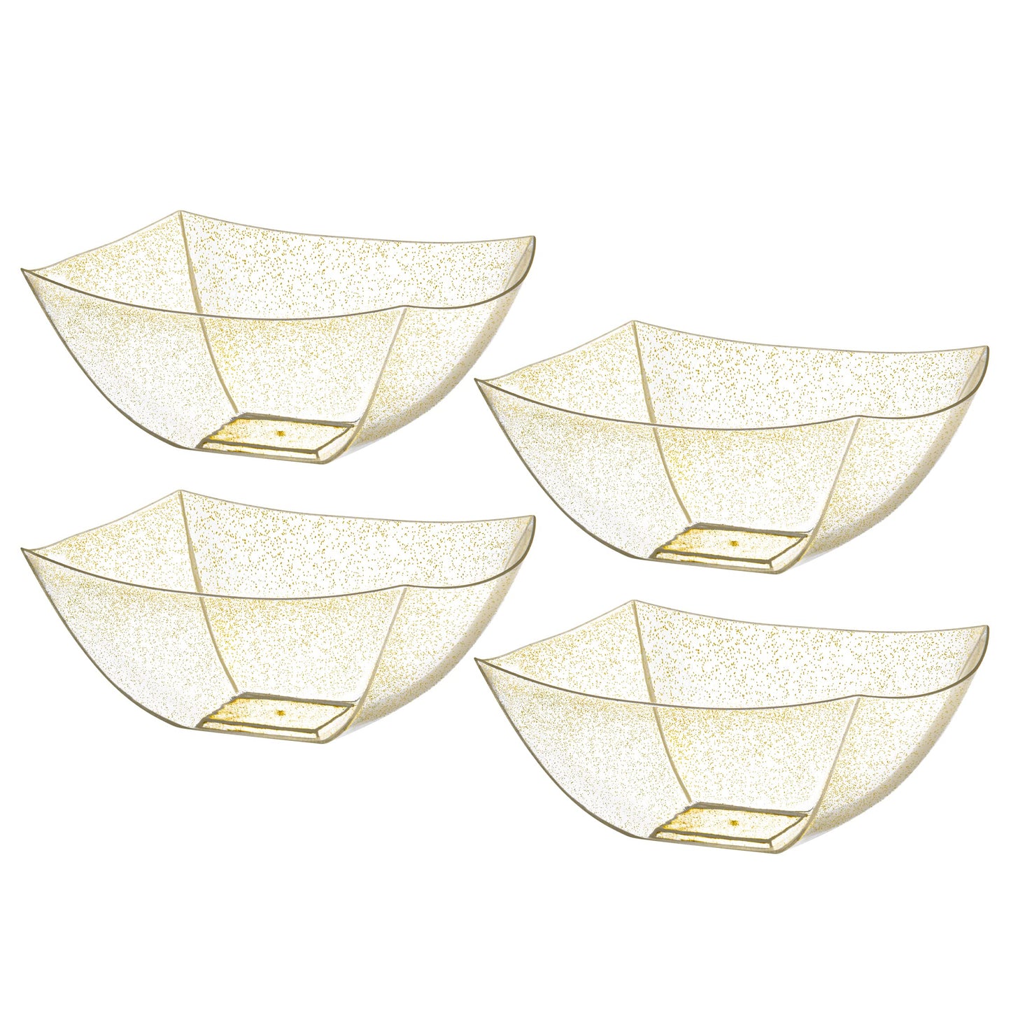 Posh Setting - Clear Plastic Serving Bowls for Party (8oz - 4 Pack) Square, Disposable, Salad & Fruit Bowls for Party Table, Candy Containers for Candy Buffet
