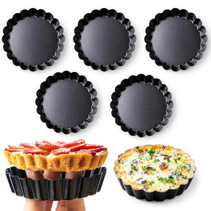 Tart Pan 9 Inch Removable Bottom- Carbon Steel Quiche Pan, Rust & Temperature Resistant Quiche Baking dish 550-600 °F- Non-Stick, Sturdy & Dishwasher Safe- Perfect for Baking Tarts
