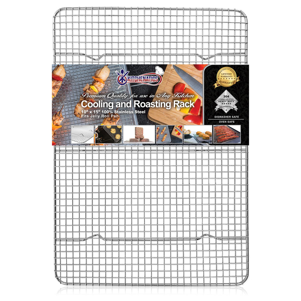 KITCHENATICS Heavy Duty Half Sheet Cooling Racks, Rust Resistant Stainless Steel Baking Racks, Wire Racks Fit Half Sheet Pan, Bacon Grill Rack for Oven, Cookie Cooling Racks 11.8" x 16.9" IN, Set of 2