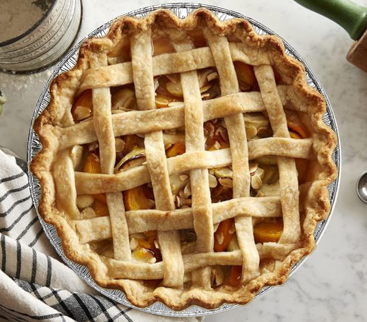 9" Aluminum Foil Pie Tins (25 Pack), Disposable Aluminum Pie Pans, Foil Pans for Baking, Cooking, Freezer Safe, Round Foil Pans, Foil Plates Perfect for Quiche, Tarts, Pies, & Takeout Spare Essentials