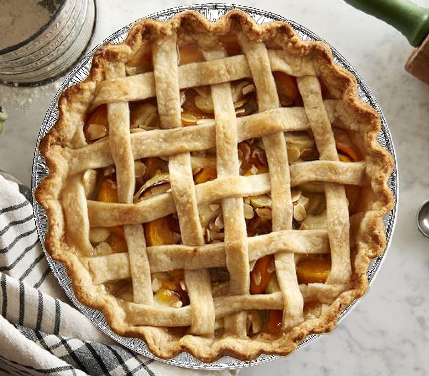 9" Aluminum Foil Pie Tins (25 Pack), Disposable Aluminum Pie Pans, Foil Pans for Baking, Cooking, Freezer Safe, Round Foil Pans, Foil Plates Perfect for Quiche, Tarts, Pies, & Takeout Spare Essentials