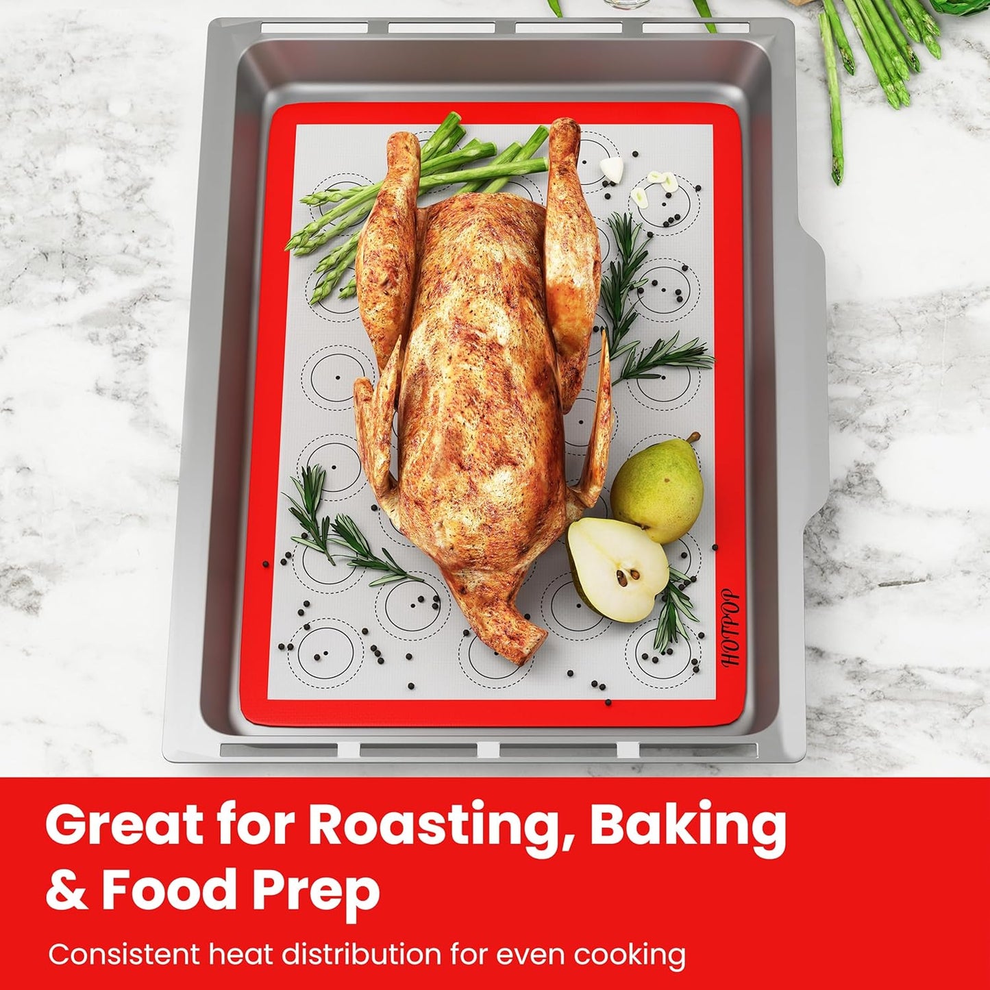 Set of 4 Reusable Macaron Cookie Sheet Baking Mats 0.75mm by HOTPOP (2 Half Sheets and 2 Quarter Sheets), Non Stick Baking Mats for Cookie Sheet