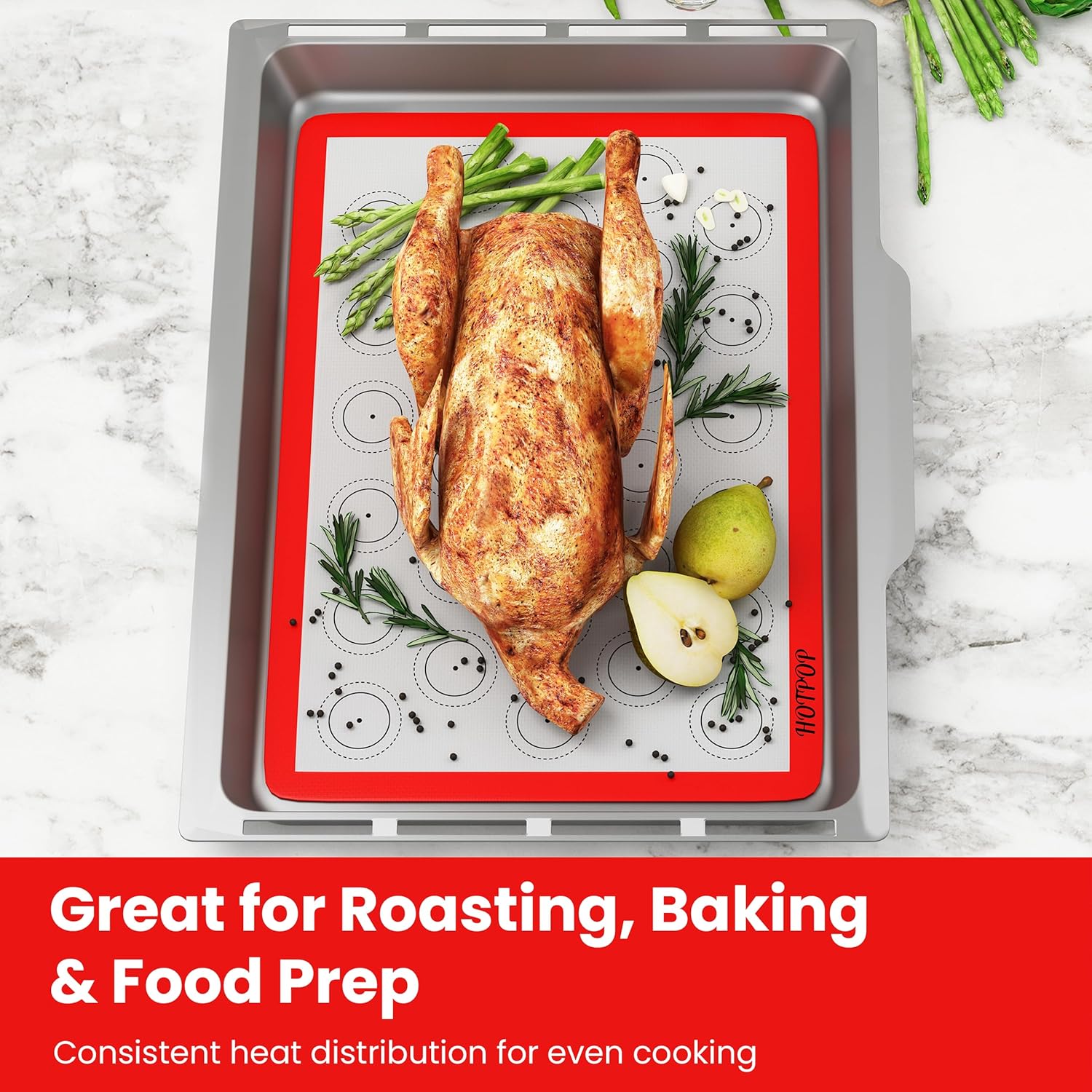 Set of 4 Reusable Macaron Cookie Sheet Baking Mats 0.75mm by HOTPOP (2 Half Sheets and 2 Quarter Sheets), Non Stick Baking Mats for Cookie Sheet