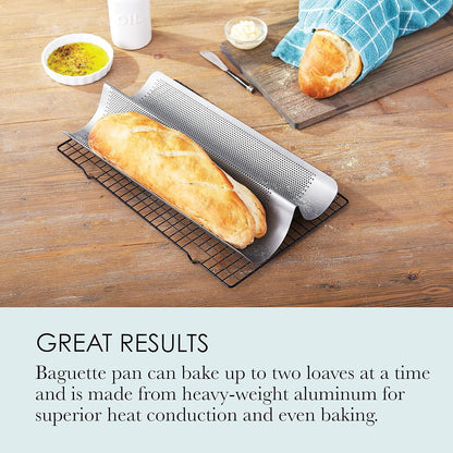 Chicago Metallic Commercial II Non-Stick Perforated French Bread Pan, Perfect for creating a crisp, golden-brown crust,