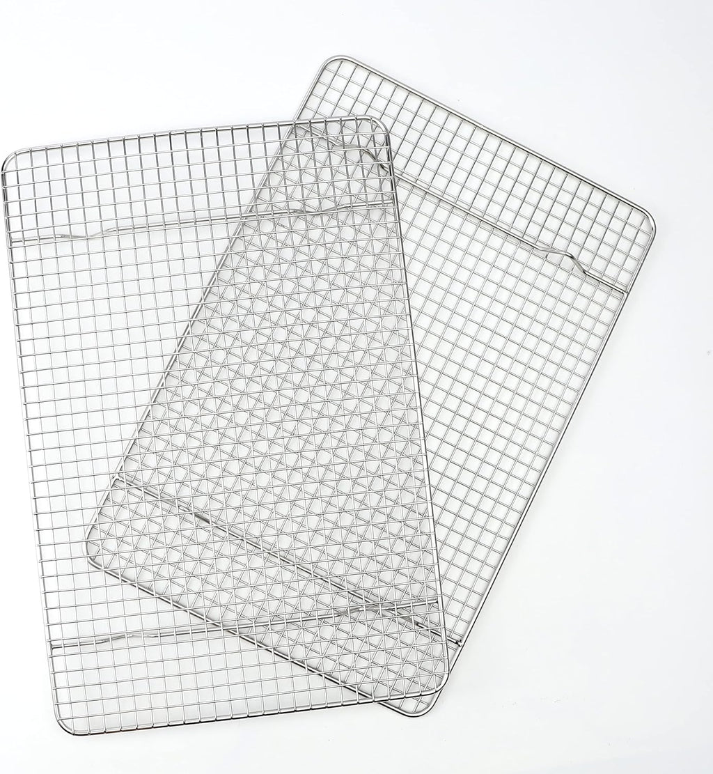 Spring Chef 10" x 15" Stainless Steel Cooling Racks for Baking - Oven Safe - Cookie Racks for Cooling Cookies - Fits Jelly Roll Pan - Perfect for Grilling, Roasting, Cooking, Drying - Set of 2