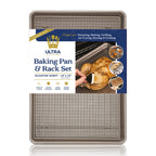 Ultra Cuisine Quarter Sheet Pan with Wire Rack Set - Includes Premium Aluminum Baking Sheet with 100% Stainless Steel Baking Rack, Dishwasher Safe Cookie Cooling Racks with 1/4 Pan Commercial Quality