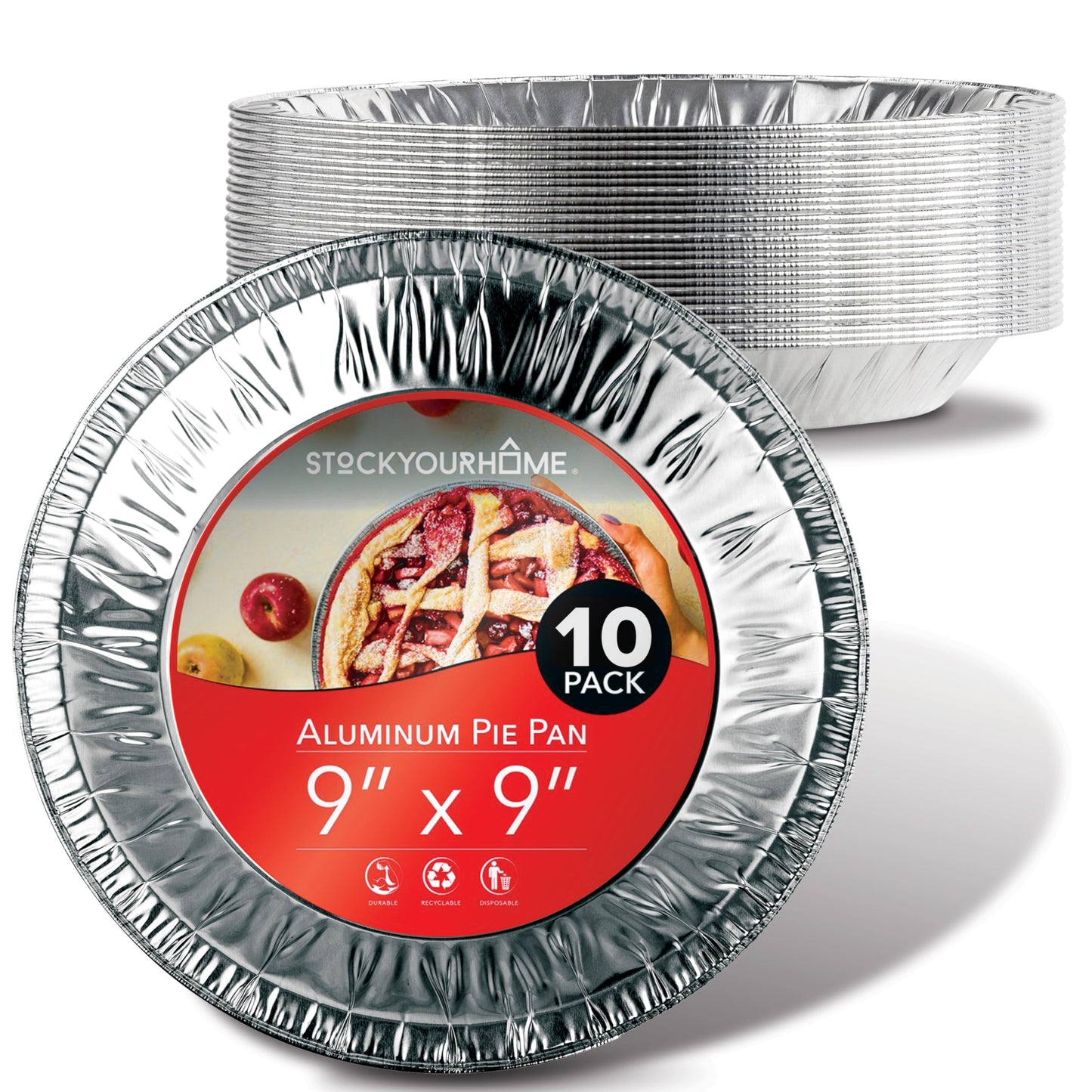 Stock Your Home 6 Inch Aluminum Foil Pie Pans (50 Count) – Disposable & Recyclable Mini Tins for Bakeries, Cafes, Restaurants – Durable Pans for Baking, Fruit Tarts, and Quiche