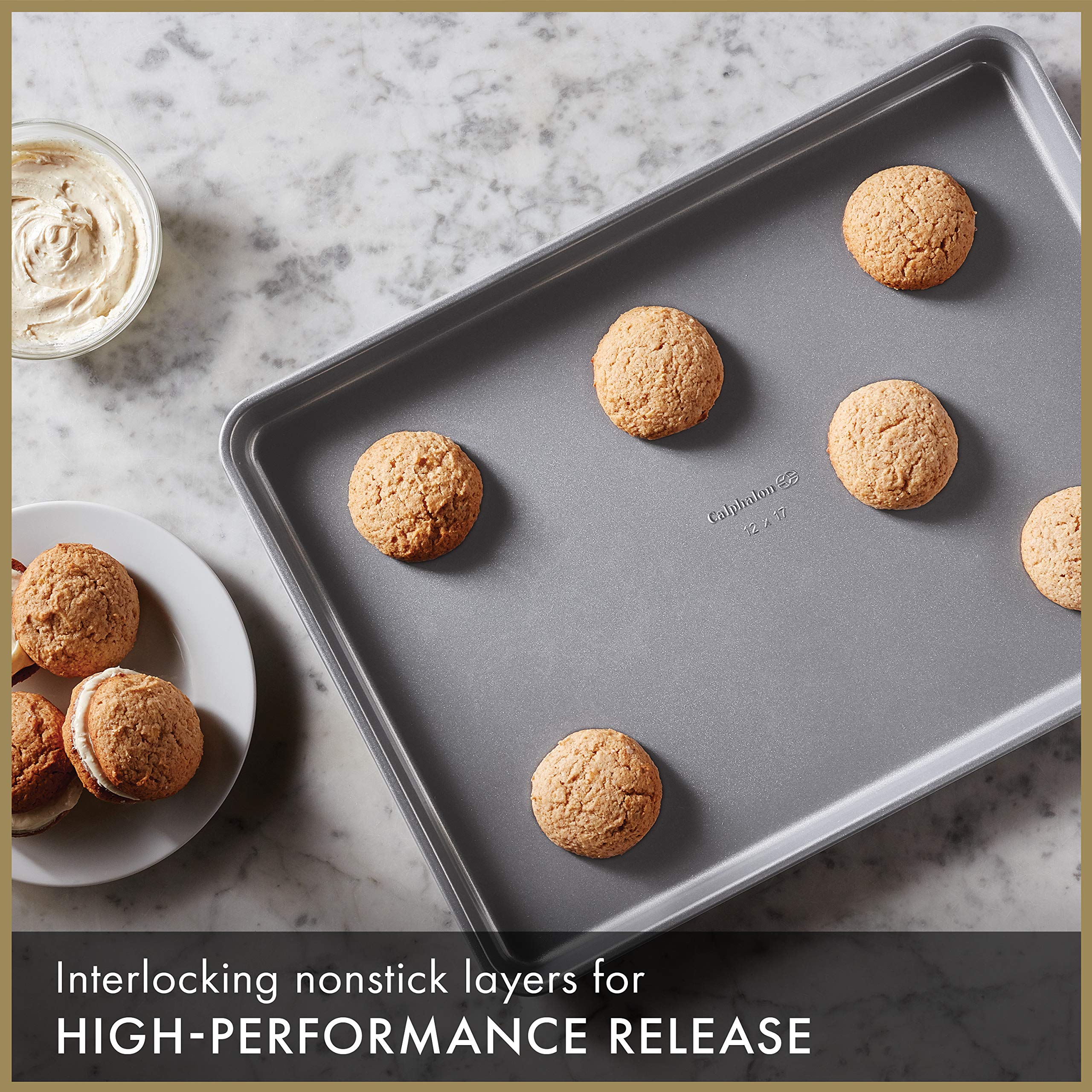 Calphalon Premium Nonstick Baking Pans Set of 2, 12 x 17 inch, Silverware, Heavy Gauge Steel Core