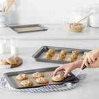 Amazon Basics Rectangular Silicone, Non-Stick, Food Safe Baking Mat, 9"x13", 9.9"x14.8", and 16.5"x11.6", Beige/Gray, Pack of 3
