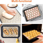 HOOMIL Macaron Silicone Baking Mats 2-Pack, 18" x 13" Commercial Half Sheet Size Macaron Silicone Mat, Non-Stick, Reusable, Food Safe Baking Mat - Brown+Gray