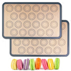 HOOMIL Macaron Silicone Baking Mats 2-Pack, 18" x 13" Commercial Half Sheet Size Macaron Silicone Mat, Non-Stick, Reusable, Food Safe Baking Mat - Brown+Gray