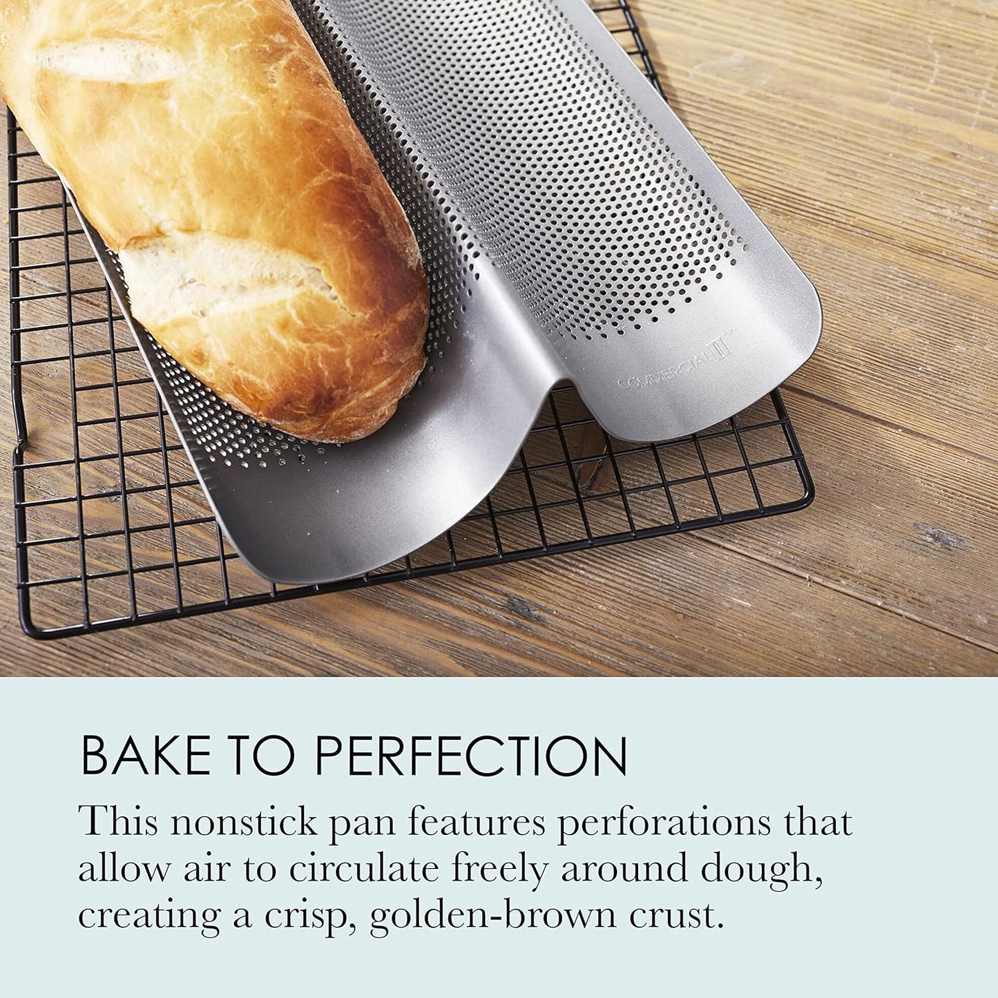 Chicago Metallic Commercial II Non-Stick Perforated French Bread Pan, Perfect for creating a crisp, golden-brown crust,