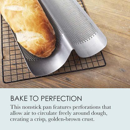 Chicago Metallic Commercial II Non-Stick Perforated French Bread Pan, Perfect for creating a crisp, golden-brown crust,