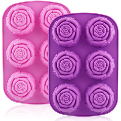 3 Pack Silicone Soap Molds, 6 Cavities Rectangle Silicone Mold, Great for Homemade Craft Soap Mold, Chocolate, Cake Molds ＆ Ice Cube Tray - Just Pop Out（Pink & Blue & Purple）