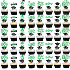 Graduation Decorations 2025 Blue, Graduation Cupcake Toppers 2025 Blue Black, Glitter Class of 2025 Cupcake Toppers Supplies, Class of 2025 Congrats Grad Cap Diploma Cupcake Picks - 40Pcs
