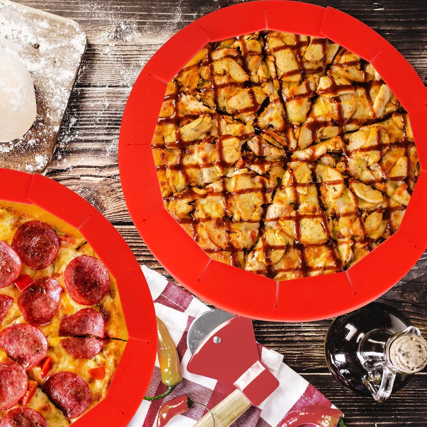 2 Pack Adjustable Silicone Pie Crust Shield Pie BPA-free Protectors Adjustable Bake Crust Protector Pie Crust Protector Cover Kitchen Tool for Baking Pie Pizza, Fit 8-11.5 Inch Pies(Red)