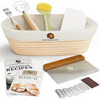 Superbaking Banneton Bread Proofing Basket, Sourdough Bread Baking Supplies, Round 9 Inch Sourdough Starter Kit, Proofing Basket for Baking, Bread Making Supplies Tools, Banneton Basket Gift Set